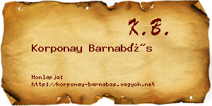 Korponay Barnabás névjegykártya