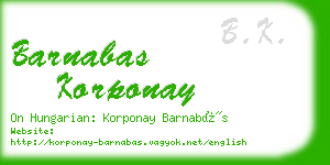 barnabas korponay business card